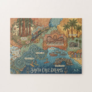Santa Cruz California Dreams Map – Vibrant Coast Pussel
