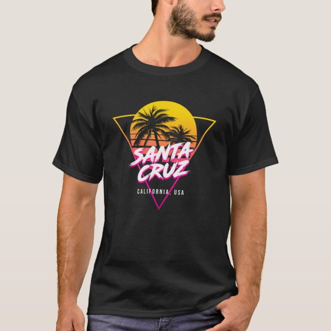 Santa Cruz California Handflatan Träd USA Surfing  T Shirt (Framsida)