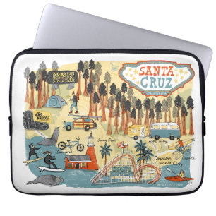 Santa Cruz California Illustrated Karta Laptop Fodral