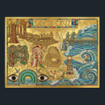 Santa Cruz California Mosaic Map Boardwalk Beach Poster<br><div class="desc">This vibrant mosaic‑style Santa Cruz illustrated map blends artistic tile patterns with the city’s most iconic coastal landmarks, creating a unique and eye‑catching design perfect for tourists, locals, and art lovers. Featuring Natural Bridges, Steamer Lane, the Wharf, the Boardwalk, UCSC, Big Basin, Capitola, and more, it captures the creative, sun‑soaked...</div>