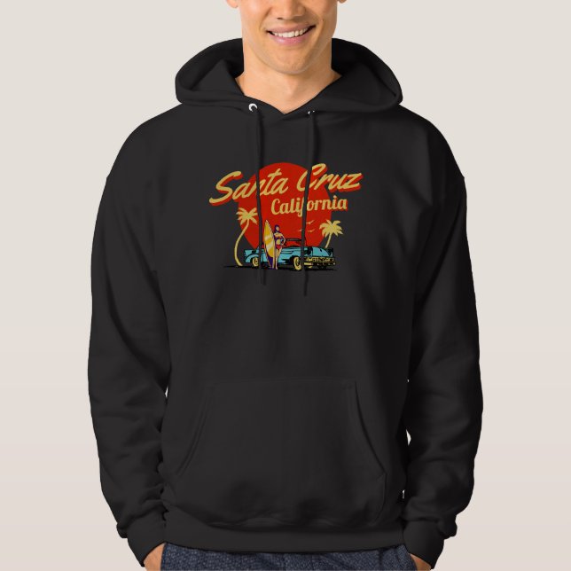 Santa Cruz California Retro Art Hoodie (Framsida)
