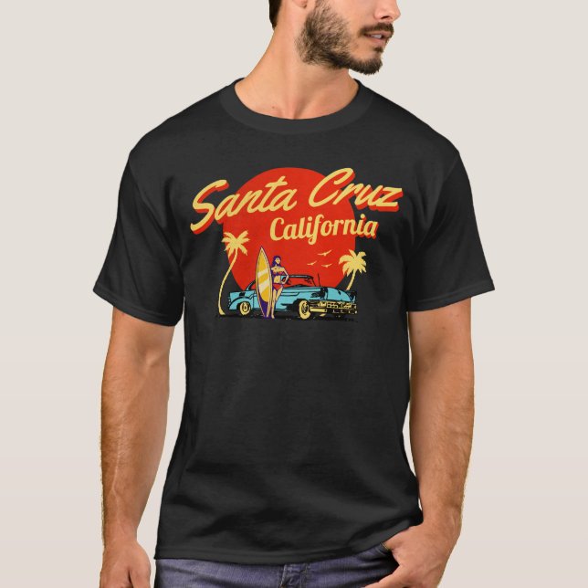 Santa Cruz California Retro Art T Shirt (Framsida)