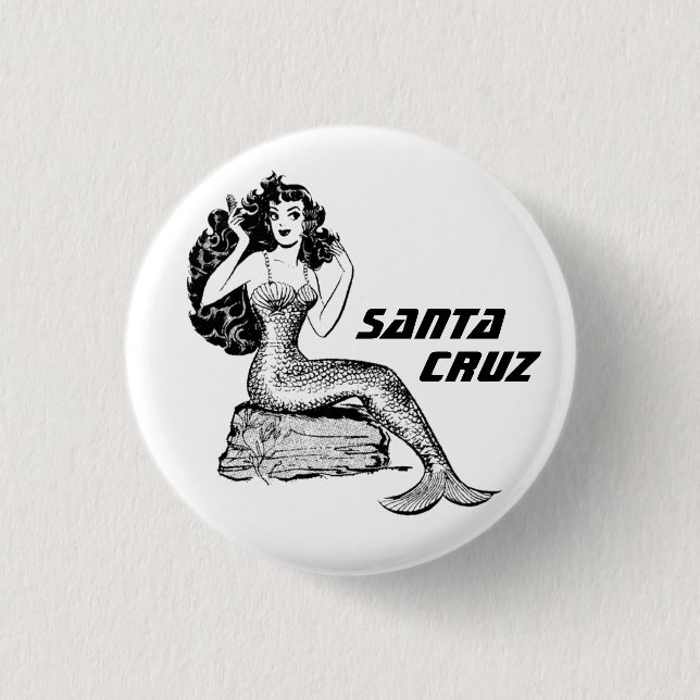 Santa Cruz California Sjöjungfru Pinback Knapp (Framsida)
