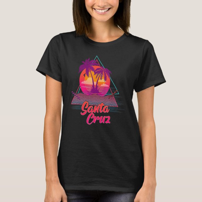Santa Cruz California Summer Retro Eighties Party T Shirt (Framsida)