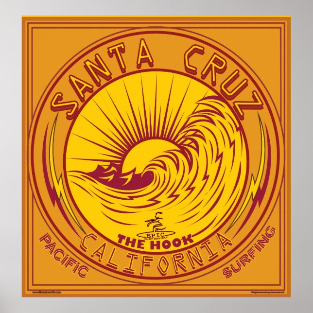 Santa Cruz California Surfing Poster (Framsidan)