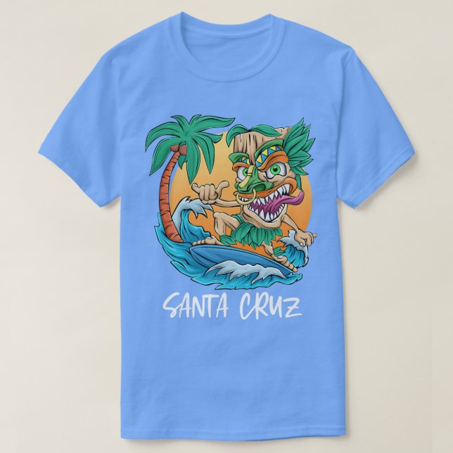Santa Cruz California Surfing Tiki Beach Vacation T Shirt (Design framsida)