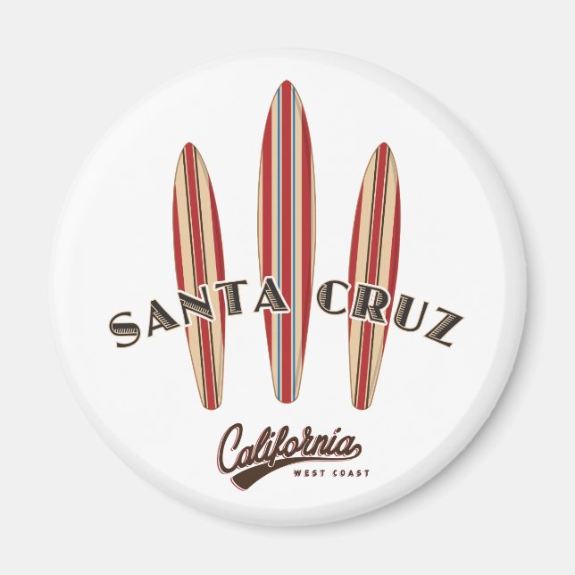 Santa Cruz California Three Surfboard Magnet (Framsidan)
