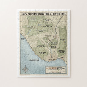Santa Cruz California Trail Karta Redwood & Coasta Pussel