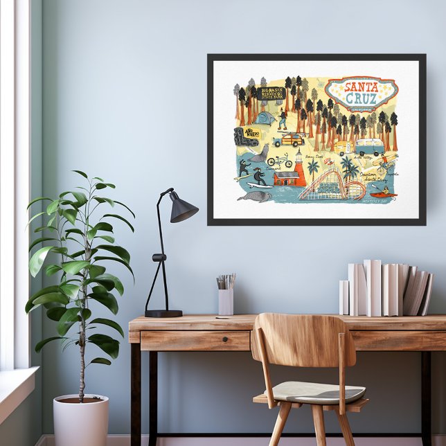 Santa Cruz California UCSC Karta Illustration Poster (Santa Cruz California UCSC Map Illustration Poster
)