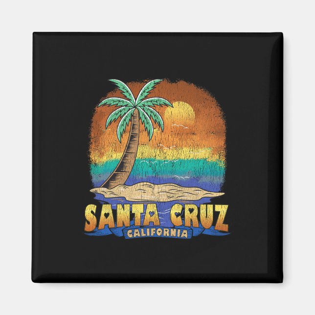 Santa Cruz California Vintage Distress Souvenir Magnet (Framsidan)