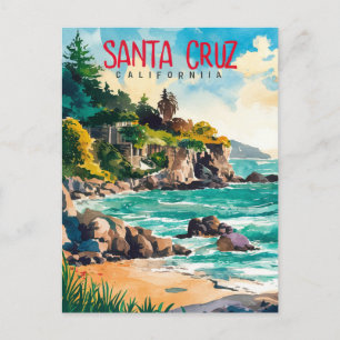 Santa Cruz California Watercolor Vykort