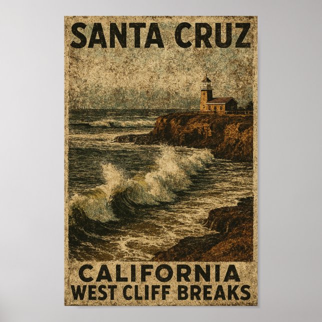 Santa Cruz California West Cliff Steamer Lane Poster (Framsidan)