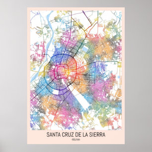 Santa Cruz de la Sierra Bolivia City Karta Poster