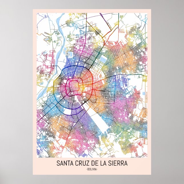 Santa Cruz de la Sierra Bolivia City Karta Poster (Framsidan)