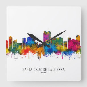 Santa Cruz de la Sierra Bolivia Siluett Fyrkantig Klocka