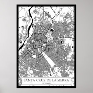 Santa Cruz de la Sierra Bolivia Stadskarta Poster