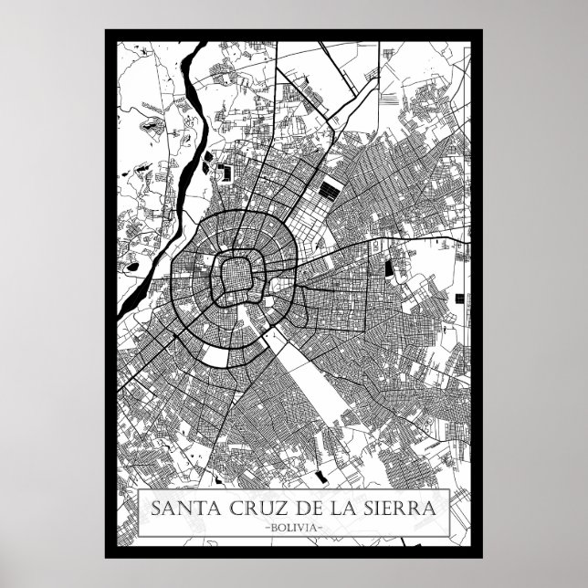 Santa Cruz de la Sierra Bolivia Stadskarta Poster (Framsidan)