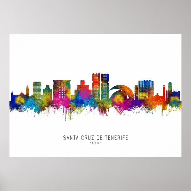 Santa Cruz de Tenerife Spain Skyline Poster (Framsidan)