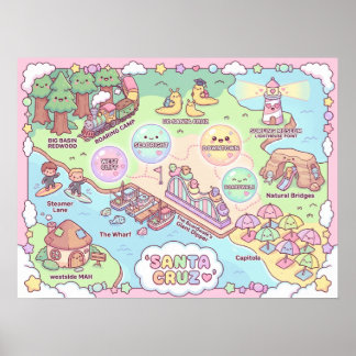Santa Cruz Fantasykarta – Mytisk kustkonst Prin Poster