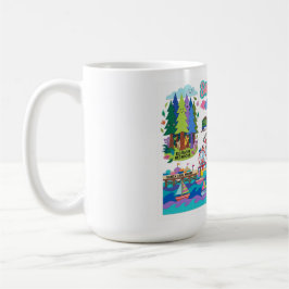 Santa Cruz Illustrated Map Boardwalk Beach Surfing Kaffemugg