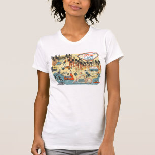 Santa Cruz Kalifornien illustrerad karta T Shirt