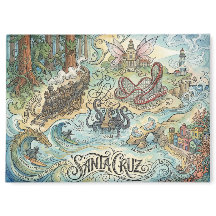 Santa Cruz Kalifornien Illustrerad Kartmyttisk