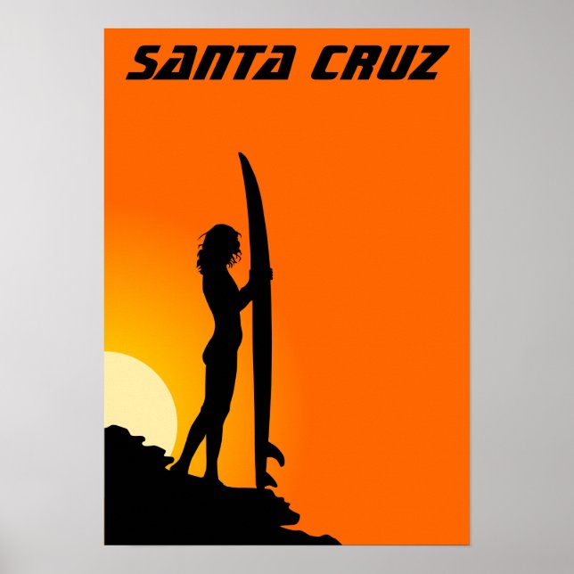 Santa Cruz Kaliforniens surferflicka Poster (Framsidan)