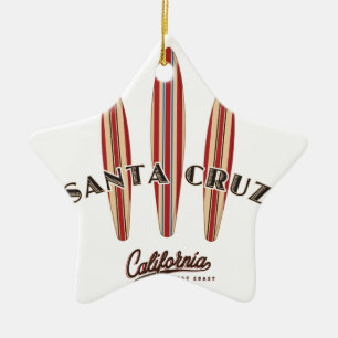 Santa Cruz Kaliforniens tre surfboard Julgransprydnad Keramik