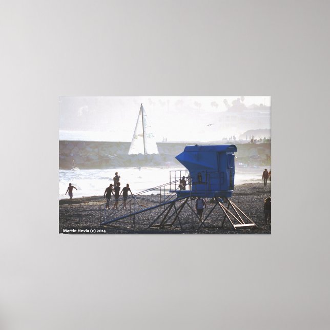 Santa Cruz Lifeguard House & Sailboat II Canvas (Framsida)