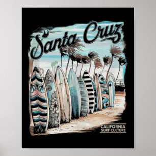 Santa Cruz män kvinnor Kalifornien Retro solnedgån Poster