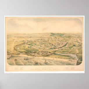 Santa Cruz panorama- karta för CA. (Unrestored Poster