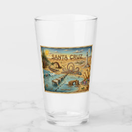 Santa Cruz Pop Art Map – Bold Coastal Landmark Glaskopp
