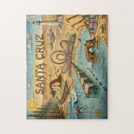 Santa Cruz Pop Art Map – Bold Coastal Landmark Pussel