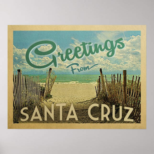 Santa Cruz Poster Beach Vintage resor (Framsidan)