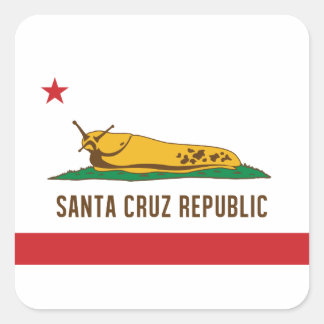 Santa Cruz Republic Banana Slug Flagga Fyrkantigt Klistermärke
