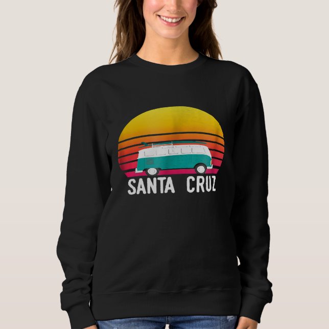 Santa Cruz Retro Sunset Surfing Hippie Van Graphic T Shirt (Framsida)