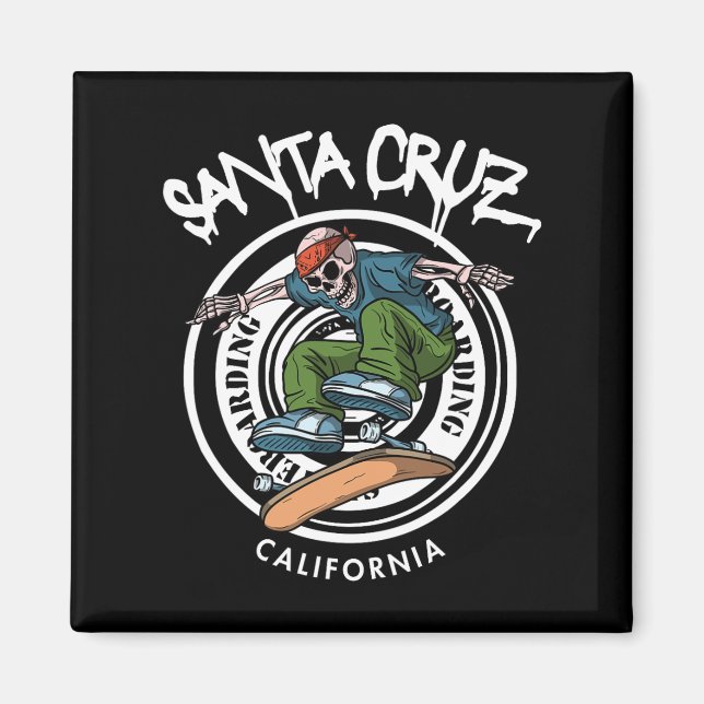 Santa Cruz Skater Laid Back California Skeleton Sk Magnet (Framsidan)