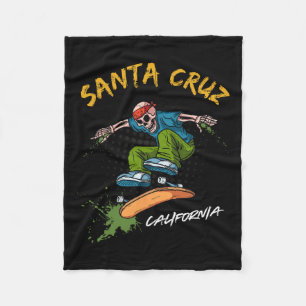 Santa-Cruz Skeleton Skateboard Beach Funny Hallowe Fleecefilt