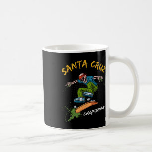 Santa-Cruz Skeleton Skateboard Beach Funny Hallowe Kaffemugg
