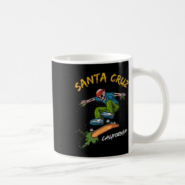 Santa-Cruz Skeleton Skateboard Beach Funny Hallowe Kaffemugg (Höger)