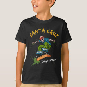 Santa-Cruz Skeleton Skateboard Beach Funny Hallowe T Shirt