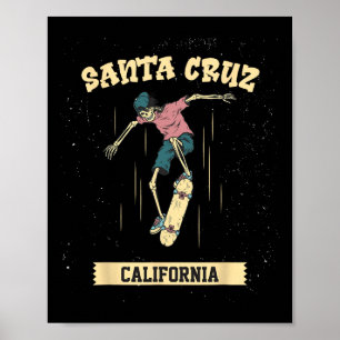 Santa Cruz Skeleton Surfing Och Skateboarding Poster