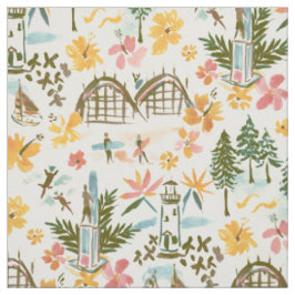 SANTA CRUZ TOILE Surfing Coastal Print Tyg