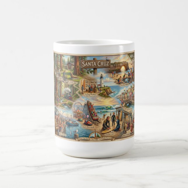 Santa Cruz Vibe Map – Cultural Coastal Art Print Kaffemugg (Center)