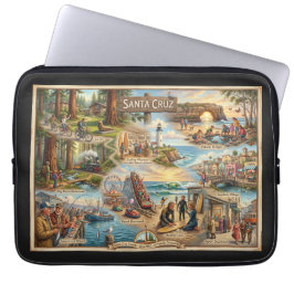 Santa Cruz Vibe Map – Cultural Coastal Art Print Laptop Fodral