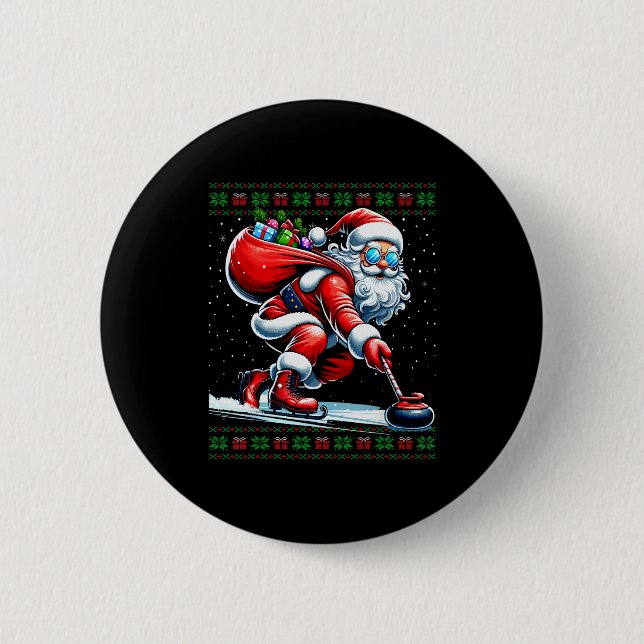 Santa Curling Ugly Christmas Sweater  Knapp (Framsida)