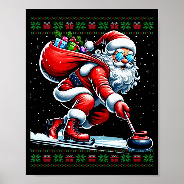 Santa Curling Ugly Christmas Sweater  Poster (Framsidan)