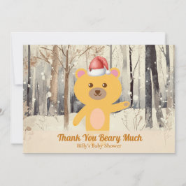 Santa Cute Bear Baby Shower Custom Thank You Card Julkort