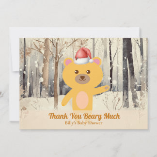 Santa Cute Bear Baby Shower Custom Thank You Card Julkort