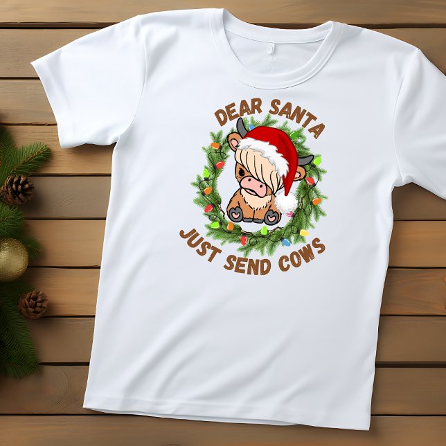 Santa Cute Highland Cow-frö T Shirt (Skapare uppladdad)
